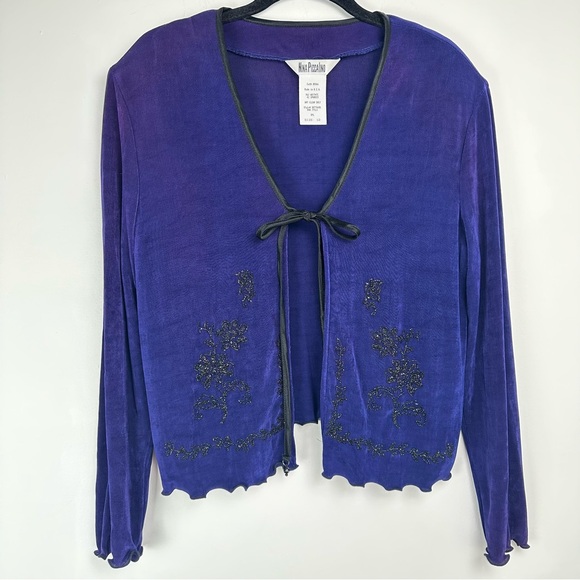 Nina Piccalino Top Size 12 Purple Floral Beaded Y2K Vintage Whimsygoth Fairy - Picture 1 of 8